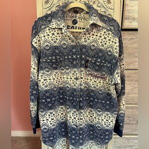 VTG 90’s B.U.M. Worn in thrashed grunge oversized button down fleece sweater M